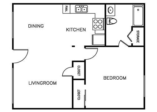 Palma Imperial 1 bedroom 1 bath 675 sqft floor plan 2